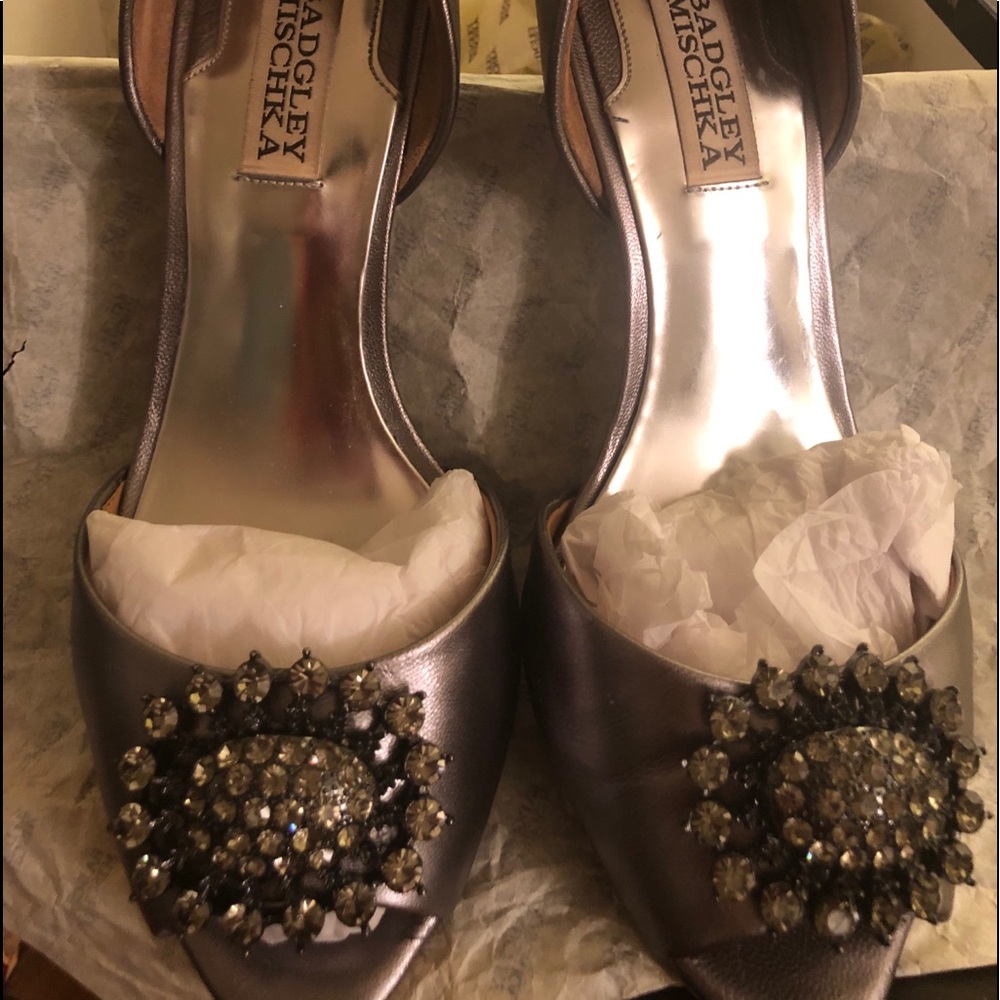Badgley Mischka bridal pumps.